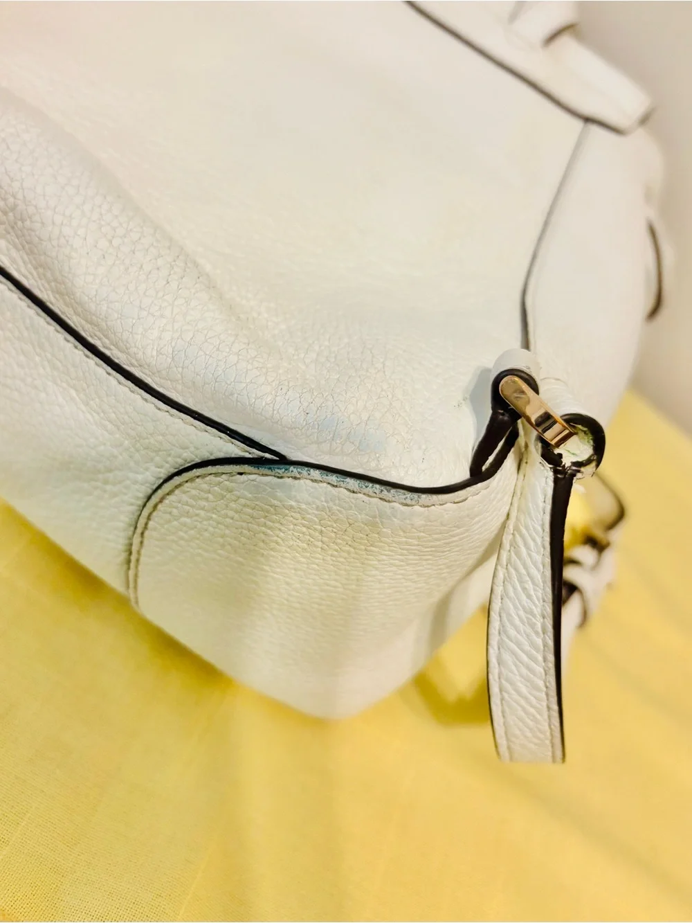 Kate Spade Women's White Striped Mini Backpack Leather Adjustable Strap Designer